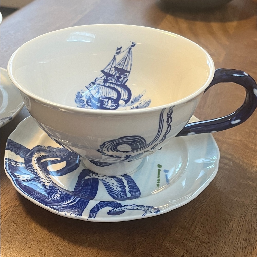 Set of two deep sea tea cups